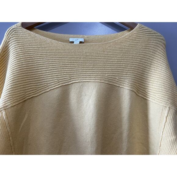J. Jill Sweater L Mustard Yellow striped Ribbed Pullover boat Neck Long Sleeve - Picture 7 of 8